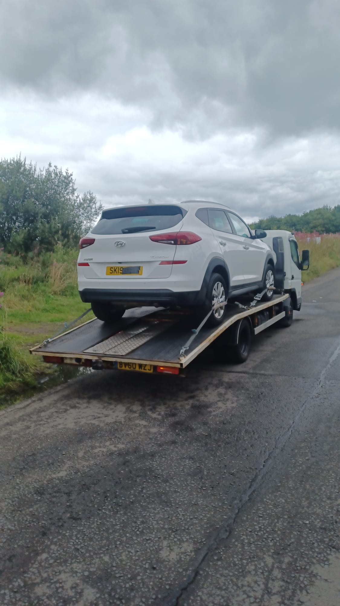 Car being prepared for professional breakdown recovery